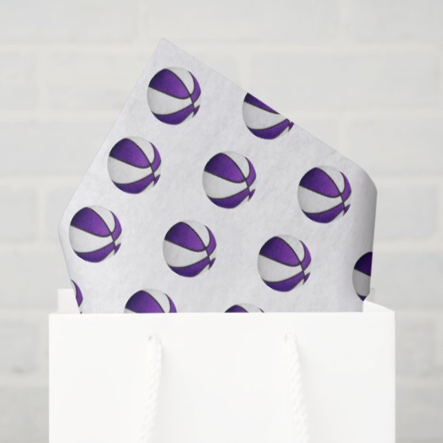 tiny purple white basketballs pattern seidenpapier (Geschenktüte)