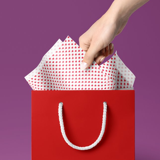 Tiny Red Hearts Valentinstag Geschenkpapier Seidenpapier (tiny red hearts patterned tissue paper for Valentine's Day gift wrapping)