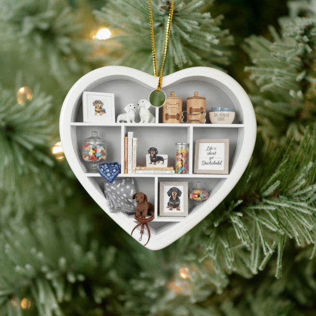 Tiny Shelves  Dachshund Dog Lover edition 2D print Keramik Ornament (Baum)