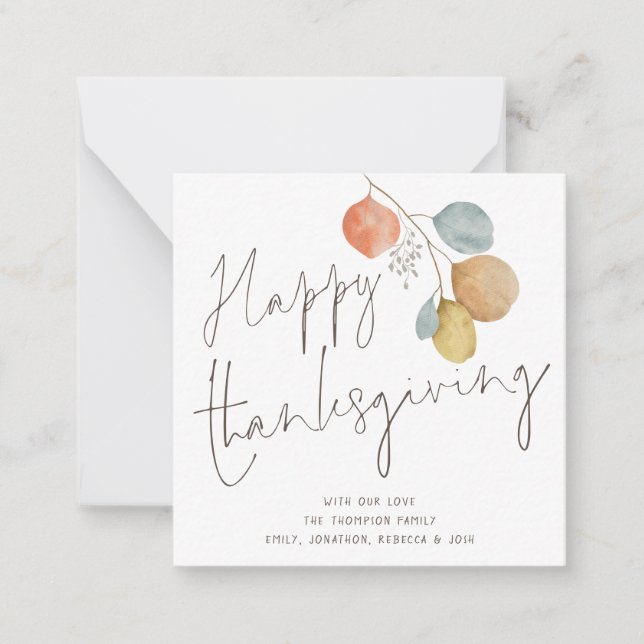 TINY SIZE Trendy Foliage Happy Thanksgiving Card Mitteilungskarte (Vorderseite)