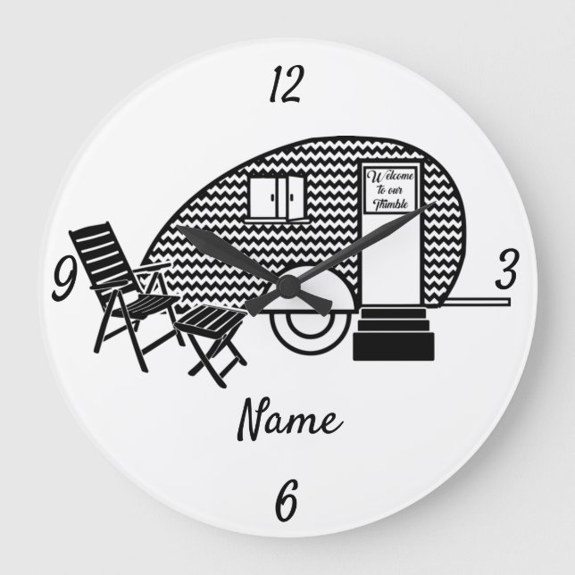 Tiny Teardrop Trailer Thunder_Cove Große Wanduhr (Vorderseite)