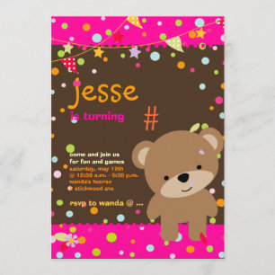 Tiny Teddy Bär/DIY Hintergrund+Text Einladung