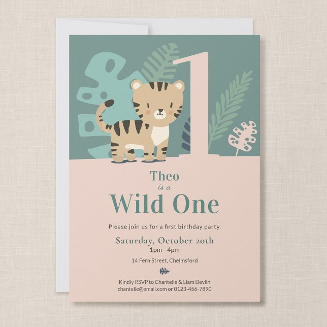 Tiny Tiger Wild One Erster Geburtstag Einladung (Tiny Tiger - Wild One First Birthday Invitation)