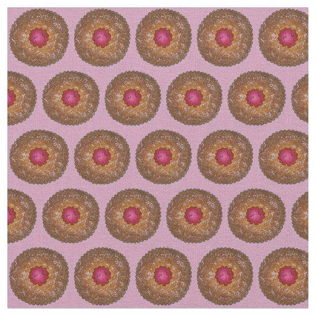 Tiny Tortes Raspberry Linzer Torte Cookies Fabric Stoff (Nahaufnahme)