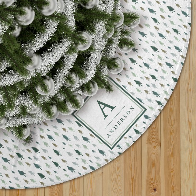 Tiny Trees | Mit Monogramm Baumrock Polyester Weihnachtsbaumdecke (Von Creator hochgeladen)