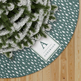 Tiny Trees | Mit Monogramm Grün Polyester Weihnachtsbaumdecke