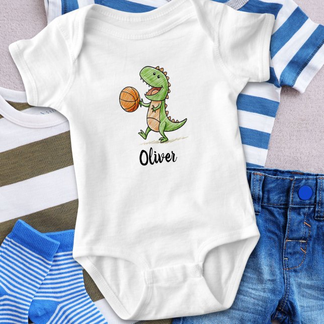 Tiny Trex Basketball spielen Baby Strampler (Von Creator hochgeladen)
