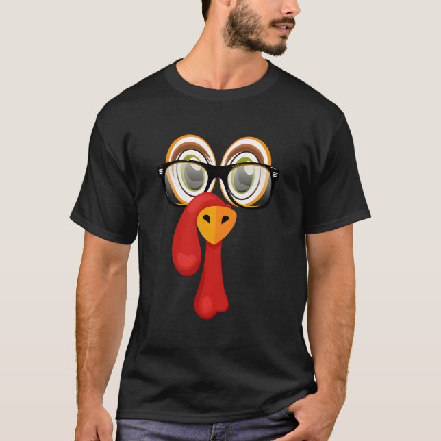 Tiny Turkey Face & Glasses Kostüm für Thanksgivin T-Shirt (Vorderseite)