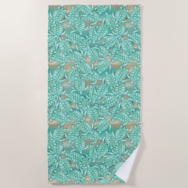 Tiny Turtles Sea and Sand Monogram ID696 Strandtuch (Vorderseite)