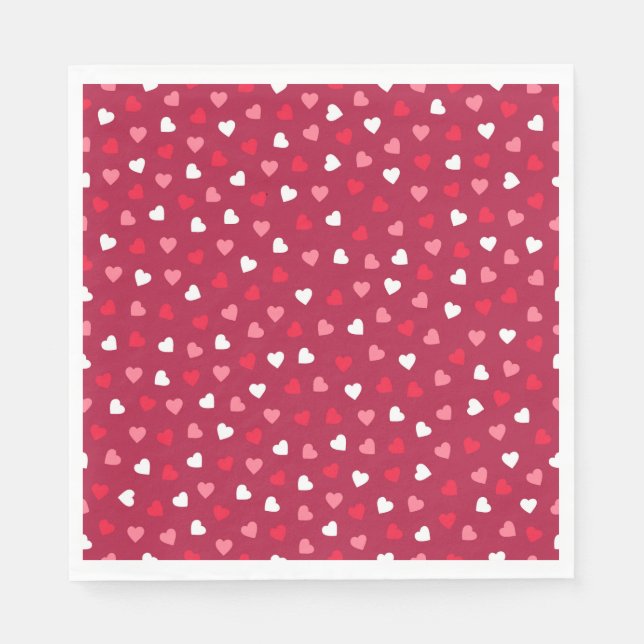 Tiny Valentine Hearts in Rot-Weiß-Rosa Serviette (Vorderseite)