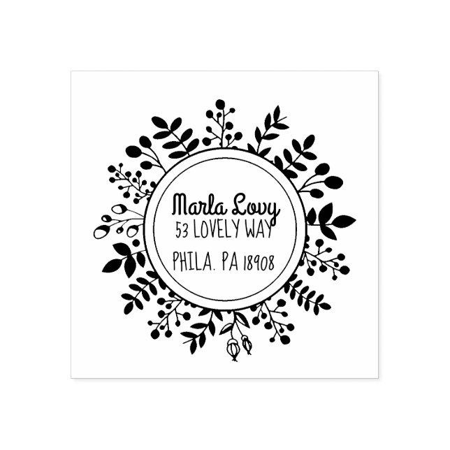 TINY VINES Circular Rücksendeadresse Briefmarke Gummistempel (Prägung)