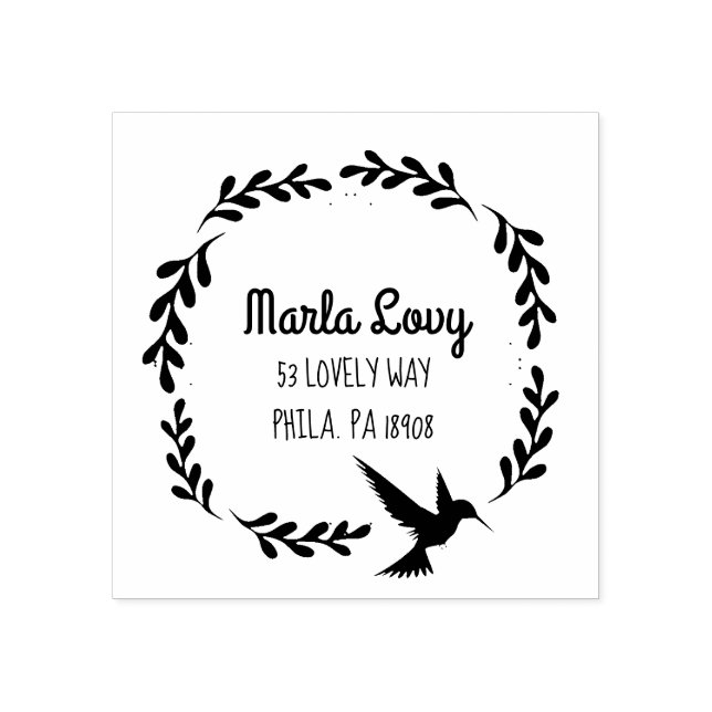 TINY VINES HUMMINGBIRD Rücksendeadresse Briefmarke Gummistempel (Prägung)