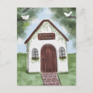 Tiny White Hütte Wedding Danke Postcard Postkarte