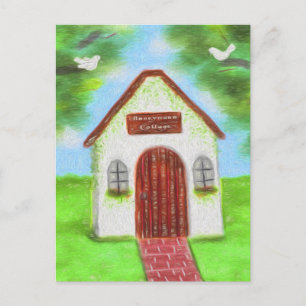 Tiny White Hütte Wedding Danke Postcard Postkarte