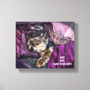 Tiny Yorkie Sleeping Angel Halo Memorial Art Leinwanddruck