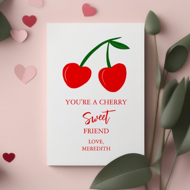 Tiny you are a Cherry Sweet Friend Valentines Mitteilungskarte (Von Creator hochgeladen)
