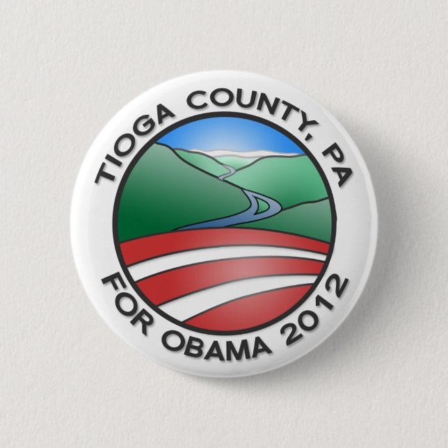 Tioga County PA für Obamaschlucht 2012 2,25" Knopf Button (Vorderseite)