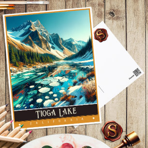 Tioga Lake, Kalifornien Vintage-Gemälde Postkarte