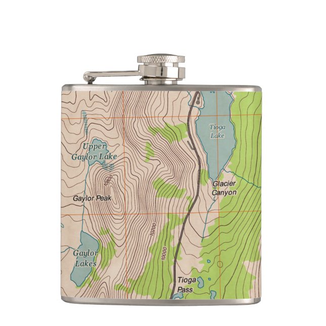 Tioga Pass, Kalifornien Topographische Karte Flachmann (Vorderseite)