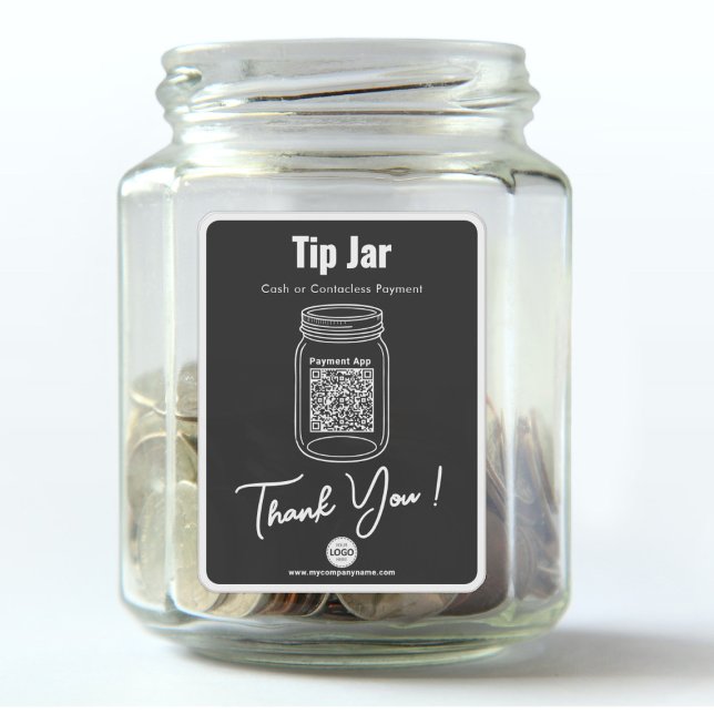 Tip Jar, Custom QR Code Payment App, Black Vinyl Aufkleber (Von Creator hochgeladen)