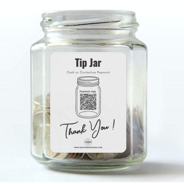 Tip Jar, Custom QR Code Payment App, White Vinyl Aufkleber (Von Creator hochgeladen)