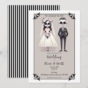 Tip Toe Zucker-Schädel-Braut & Bräutigam Hochzeit Einladung
