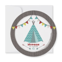 Tipi fête d'anniversaire Invitation rond Turquoise