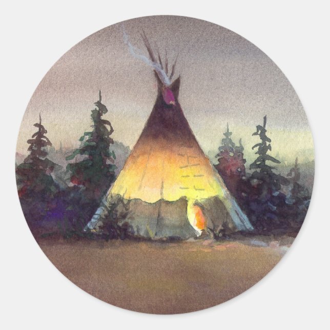 TIPI LIGHTS by SHARON SHARPE Runder Aufkleber (Vorderseite)