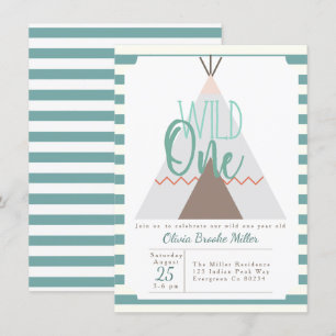 Tipi natif Wild One Birthday Party Invitation
