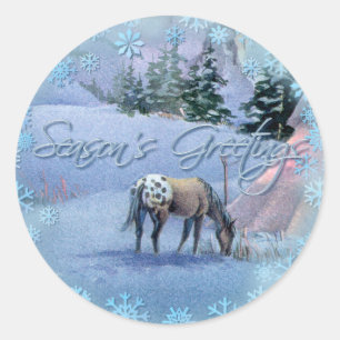 TIPI-WINTER-APPALOOSA u. SCHNEEFLOCKEN durch Runder Aufkleber