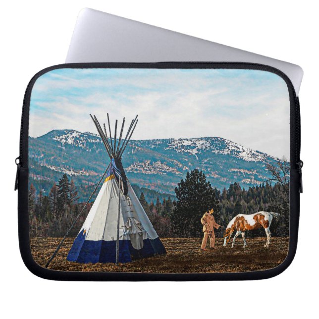 Tipi - Winter Camp Laptopschutzhülle (Vorderseite)