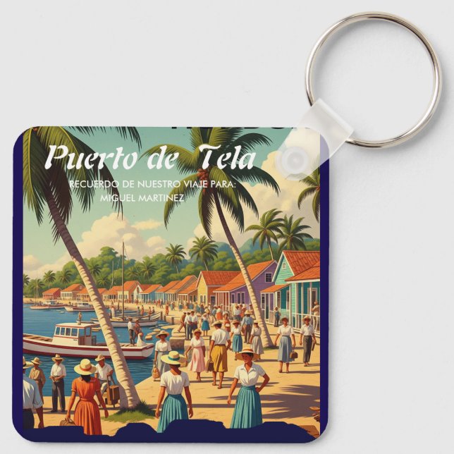  tipo chapa PUERTO DE TELA Schlüsselanhänger (Rückseite)