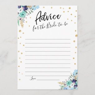 Tipp Card Blauer Floral Gold Brautparty Einladung
