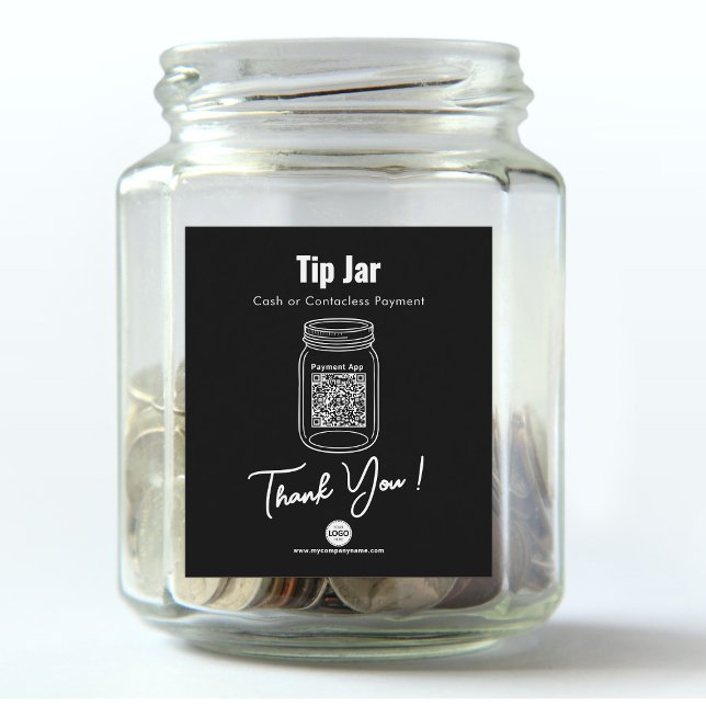 Tipp Jar, Custom QR Code Payment App, schwarz Weinetikett (Von Creator hochgeladen)