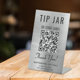 Tipp Jar QR Code Silver Tabletop Sockelschild