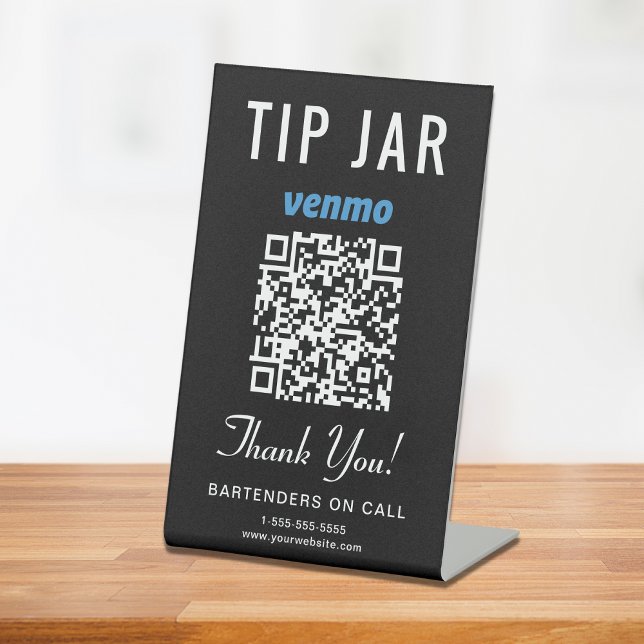 Tipp Jar Venmo QR Code Black Sockelschild (Von Creator hochgeladen)