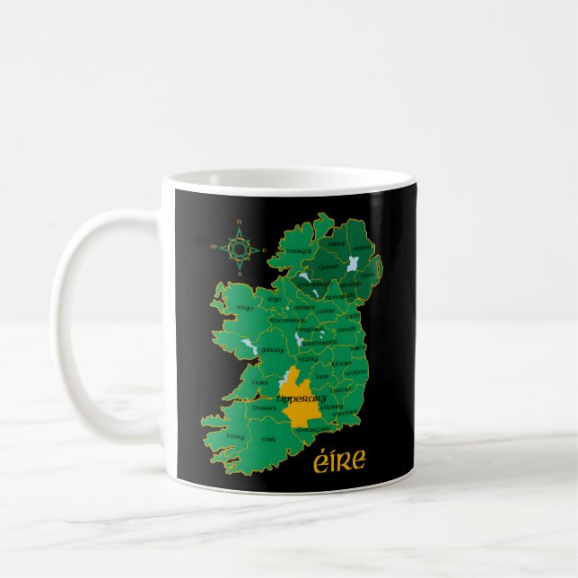 Tipperary Ireland Landkreis Map Eire Irish Travel Kaffeetasse (Links)