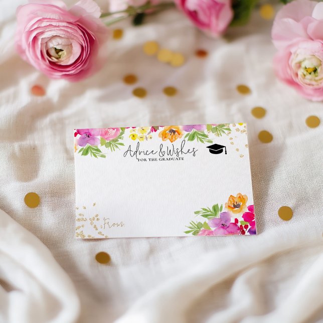 Tipps für den Abschluss von Hand Painted Floral Begleitkarte (Hand Painted Floral graduation advice wishes Enclosure Card)