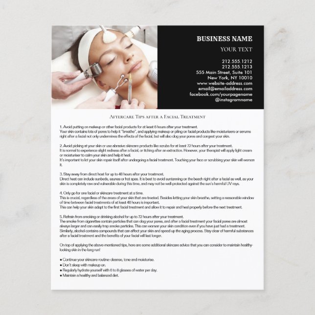Tipps nach einer Gesichtsbehandlung 4,5x5,6 Flyer (Vorne)