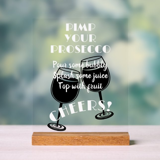 Tipps und Bar für den Prosecco Cocktail Acrylschild (Neutral)
