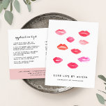 Tipps und Tricks für kundenspezifische Lip-Produkt Postkarte<br><div class="desc">Mit diesen schicken doppelseitigen Postkarten können Sie Lippenstift-Anwendungstipps und zusätzliche Tipps und Tricks mit Ihren Kunden teilen. An der Vorderseite befinden sich lebendige Aquarellbilder mit zwei Textzeilen. Dreh dir zwei Felder für Tipps und Tricks mit vollständig bearbeitbarem Text und drei Zeilen Kontaktdaten am unteren Rand vor.</div>