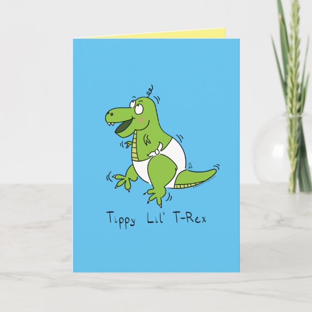 Tippy Lil T-Rex Baby Dinosaur Carte de voeux (Devant)