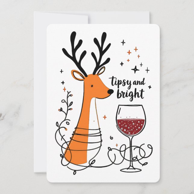 Tipsy and Bright Reindeer  Feiertagskarte (Vorderseite)
