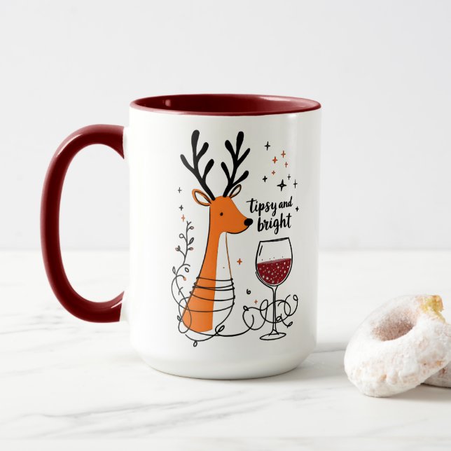 Tipsy and Bright Reindeer  Tasse (Mit Donut)