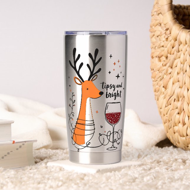 Tipsy and Bright Reindeer  Thermobecher (Wohnzimmer (gedreht))