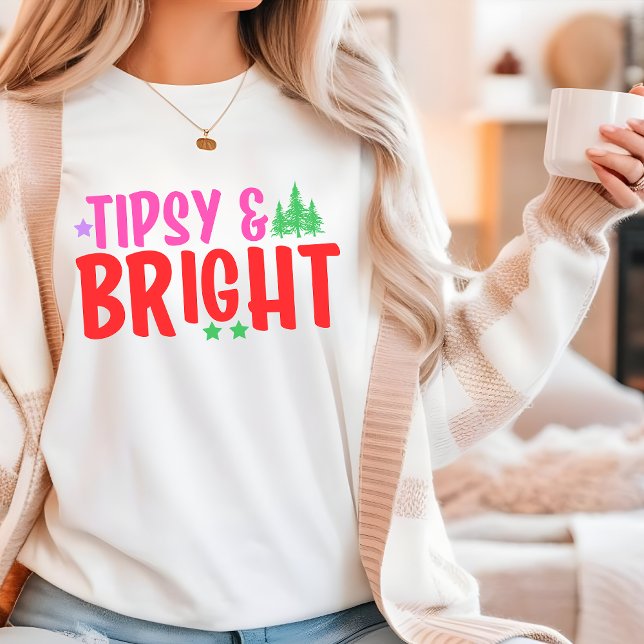 Tipsy & Bright Fun Moderne Weihnachten Tri-Blend Shirt (Von Creator hochgeladen)