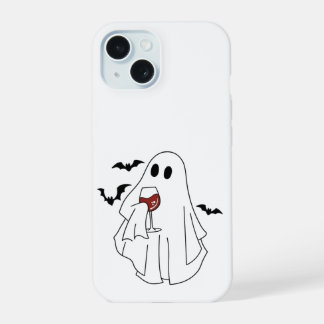 Tipsy Ghost with Bats – Halloween Wine Lover Case iPhone 15 Hülle