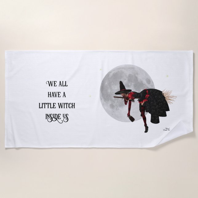 Tipsy Hexe auf dem Flying Broom Beach Handtuch (Vorderseite)