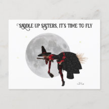 Tipsy Hexe auf der Flying Broom Postkarte