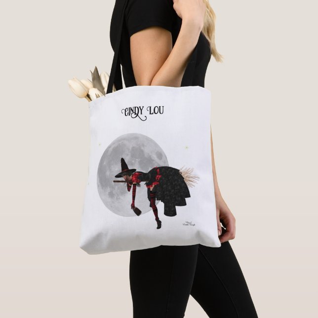 Tipsy Hexe auf Flug-Broom-Tote-Tasche Tasche (Von Nahem)